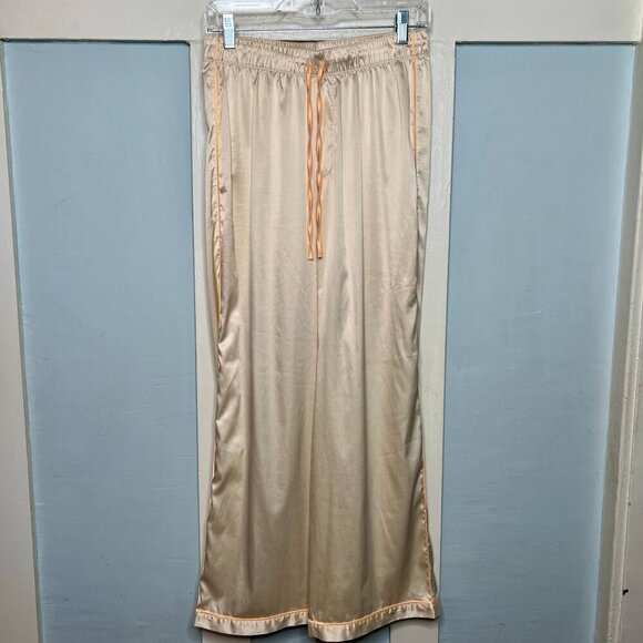 Parade Beige & Peach Satin Palazzo Pajama Pants - Picture 1 of 6